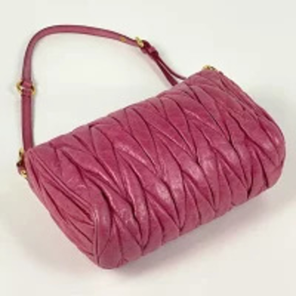 Miu Miu Pink Shoulder Matelasse Clutch Bag Leather Pink